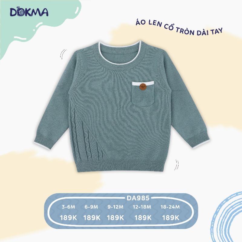 Áo len sơ sinh cài vai bé trai, bé gái Dokma 6-24M