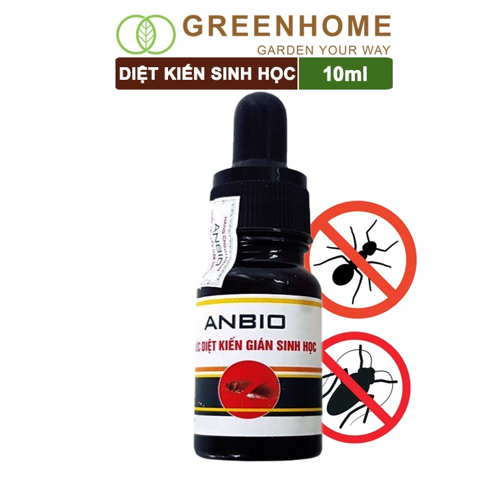 Thuốc diệt kiến gián sinh học Greenhome anbio, chai 10ml, thành phần tự nhiên, an toàn, hiệu quả, tiết kiệm