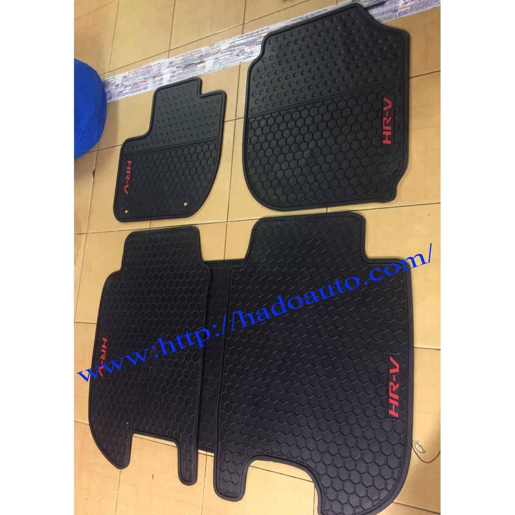 Thảm lót sàn cao su 3D cho xe Honda HRV 2018-2023 không mùi, dễ vệ sinh-Mẫu 3 tổ ong chữ đỏ