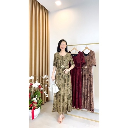 Đầm trung niên cho mẹ thun kim sa ánh nhủ dáng maxi dài M432