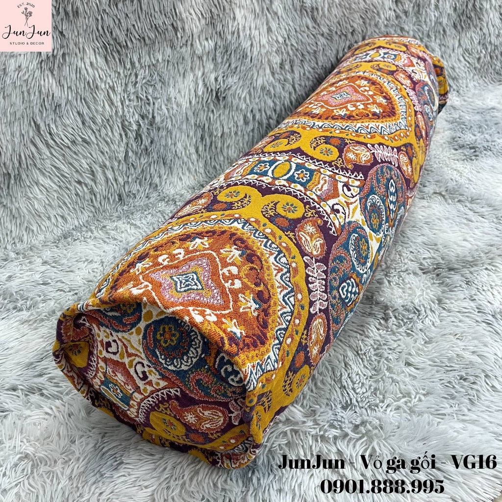 (2)TH Vỏ gối ôm vải Xô Cotton Organic cao cấp có khoá kéo