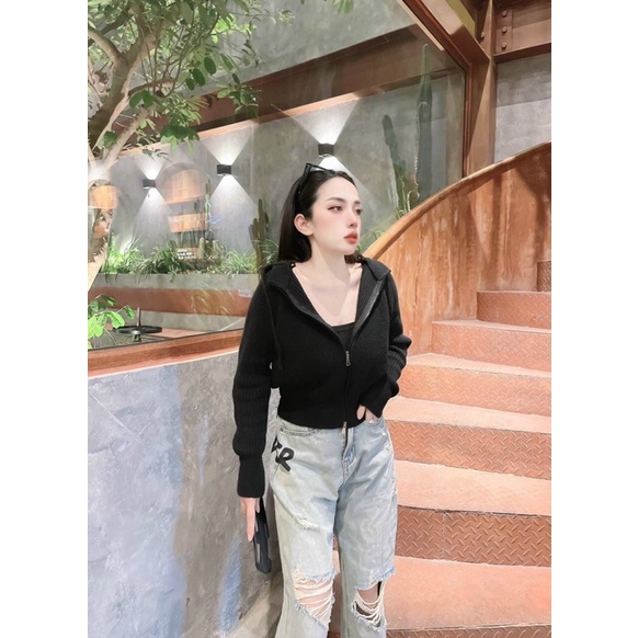 Áo khoác len hai khoá kéo siêu đẹp nè!