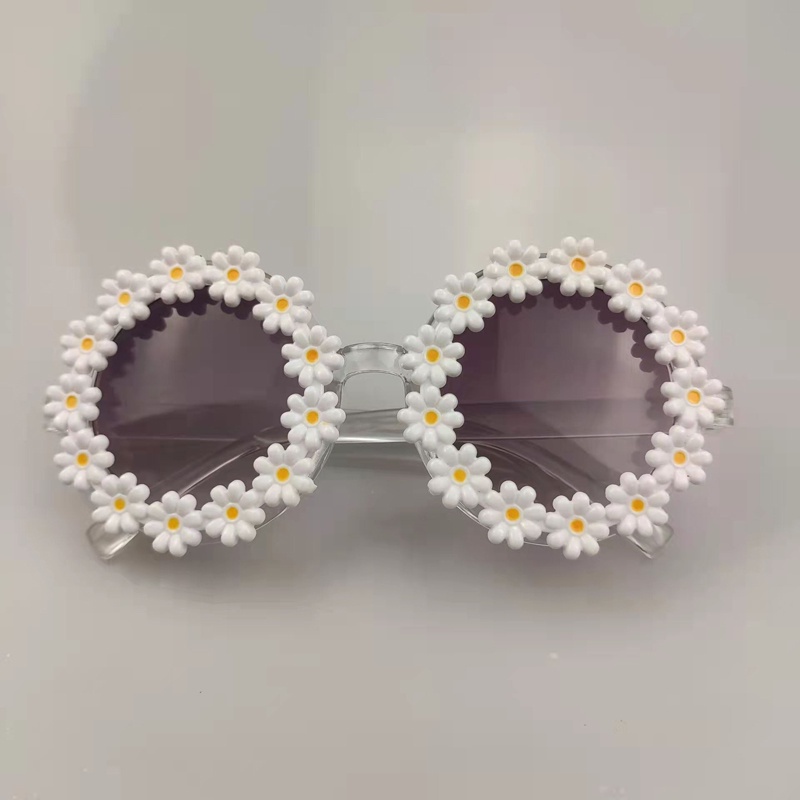 Kính Mát Gọng Tròn Họa Tiết Hoa Phong Cách Vintage Thời Trang Cho Bé