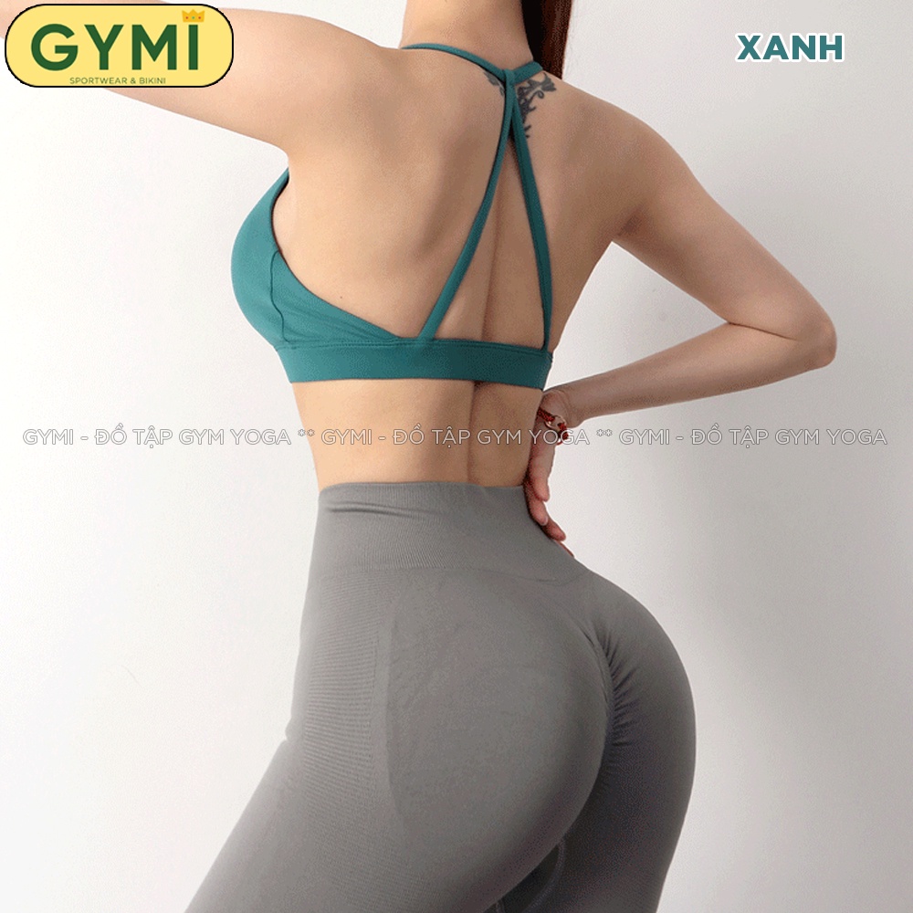 Áo bra tập gym yoga nữ GYMI AL46 dáng thể thao dây mảnn chất thun poly mềm mịn nâng đỡ cố định ngực