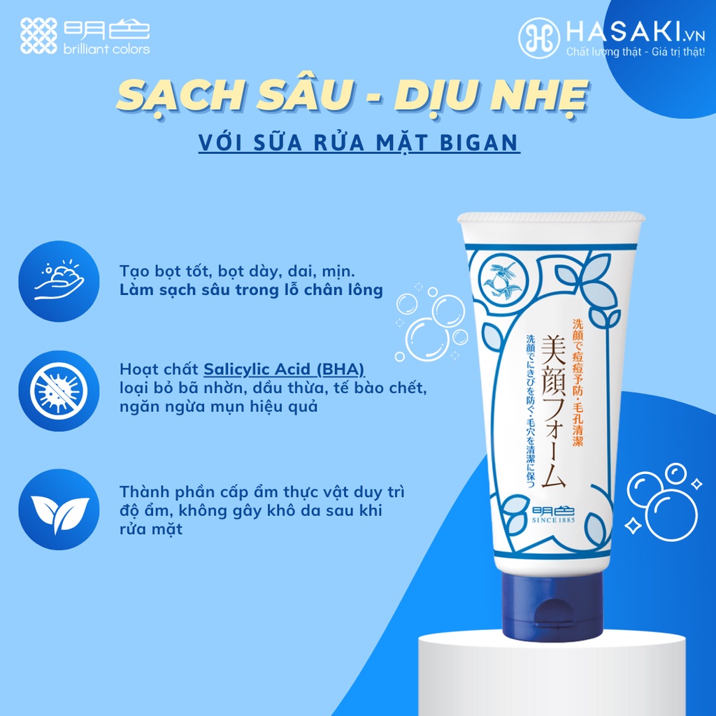 Sữa rửa mặt Làm Sạch Và Ngăn Ngừa Mụn MEISHOKU Acne Bigan Facial Wash 80g