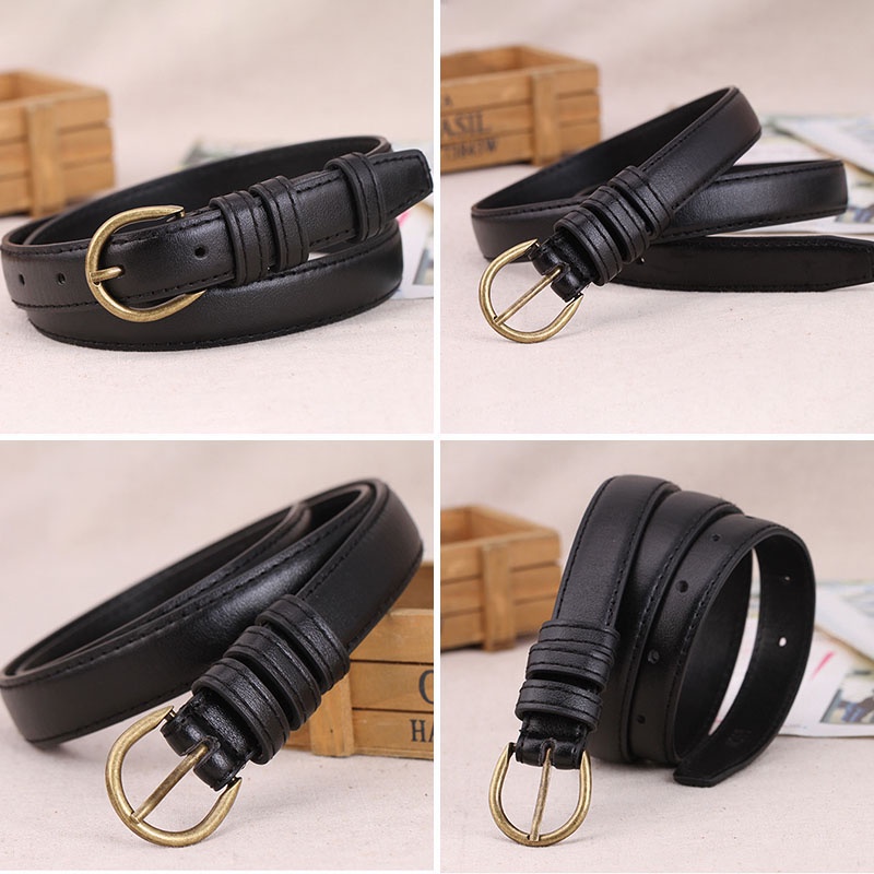 Thắt Lưng Da PU Khóa Oval Kim Loại Phong Cách Vintage Dành Cho Nam Nữ