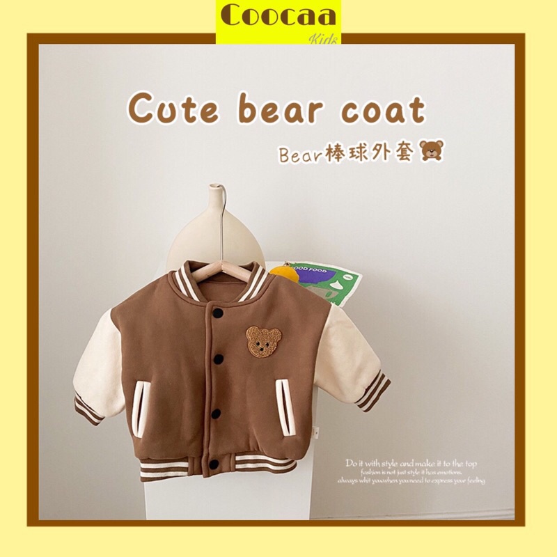 (Ảnh thật) Áo khoác bóng chày BEAR Hàn Quốc dễ thương dành cho bé gái bé trai size 80-120