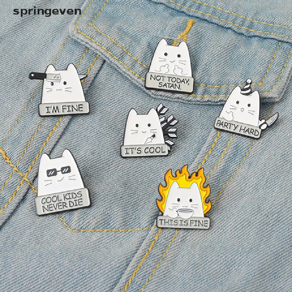 Springeven Ghim Cài Áo Hoạt Hình Mèo SATAN Tráng Men Tùy Chỉnh Cá Tính Không Bao Giờ Chết Không Phải Hôm Nay Cho Trẻ Em Quà Tặng Trang Sức Hoạt
