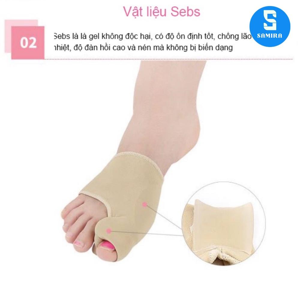 Cặp tất vớ tách ngón chân cái set 2 đai quấn nẹp điều chỉnh hình ngón chân cái bằng vải cao cấp SA10