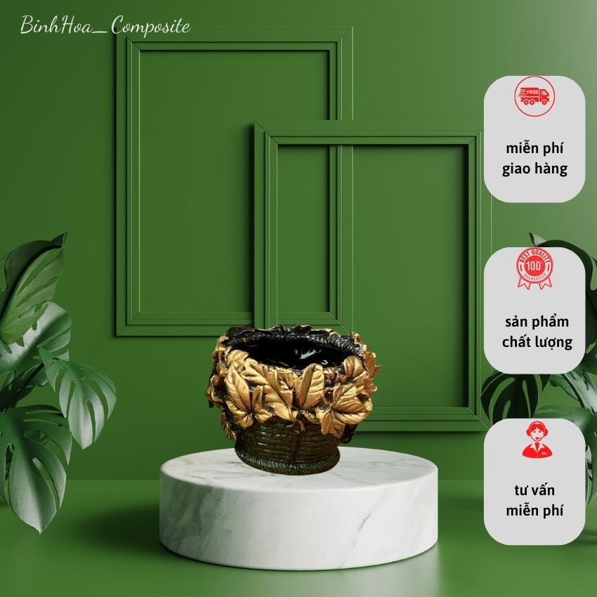 Bình hoa lá s3 composite mã bh116, lọ cắm hoa cao cấp, bình cắm hoa giả, bình trang trí