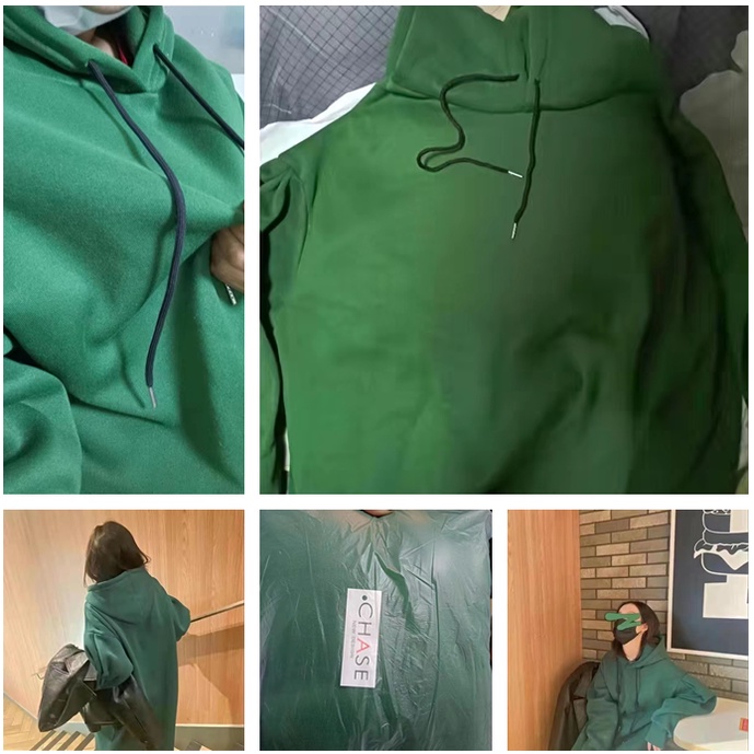 Đầm hoodie tay dài dáng rộng vải nhung dày dặn giữ ấm phong cách thời trang thu đông cho nữ