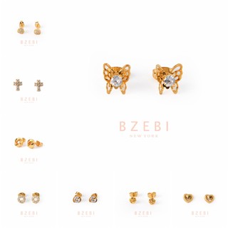 Bông tai mạ vàng 24k đính đá zirconia 303e