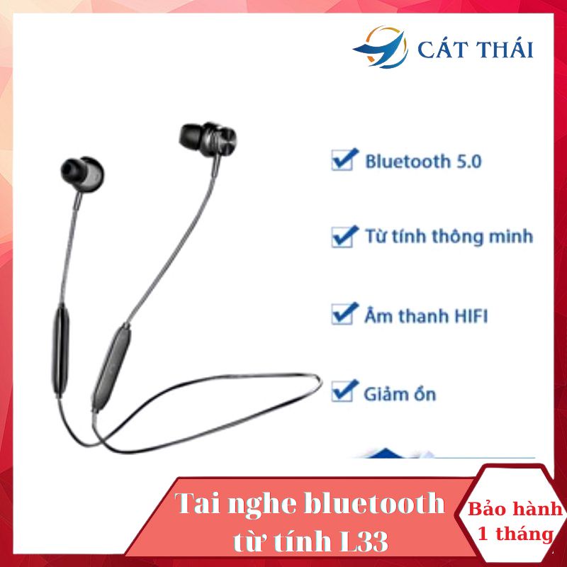 Tai nghe bluetooth từ tính L33 kiểu thể thao vòng cổ có nút điều khiển stereo bass cực đỉnh