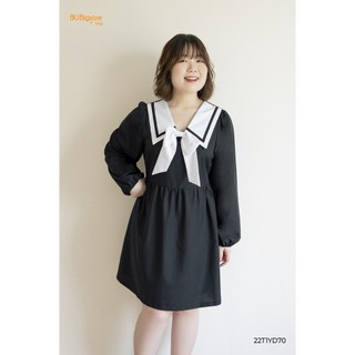 Đầm babydoll cổ thủy thủ phối nơ trắng BIGSIZE (55kg đến 95kg) - 22T1YD70 - [BU Bigsize Young]