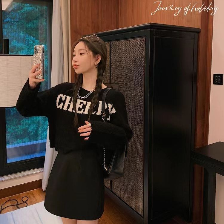 Jiashucheng Áo Sweater Tay Dài In Chữ Màu Sắc Tương Phản Thời Trang Mùa Thu Cho Nữ