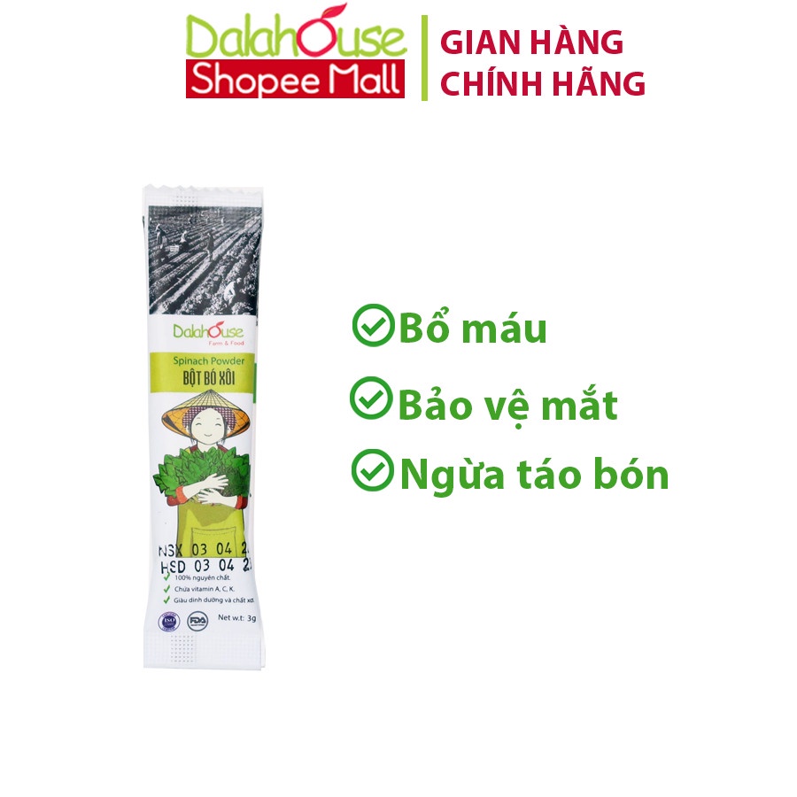 Bột rau củ nguyên chất sấy lạnh Dalahouse tiêu chuẩn Châu Âu, gói lẻ 3g dùng thử