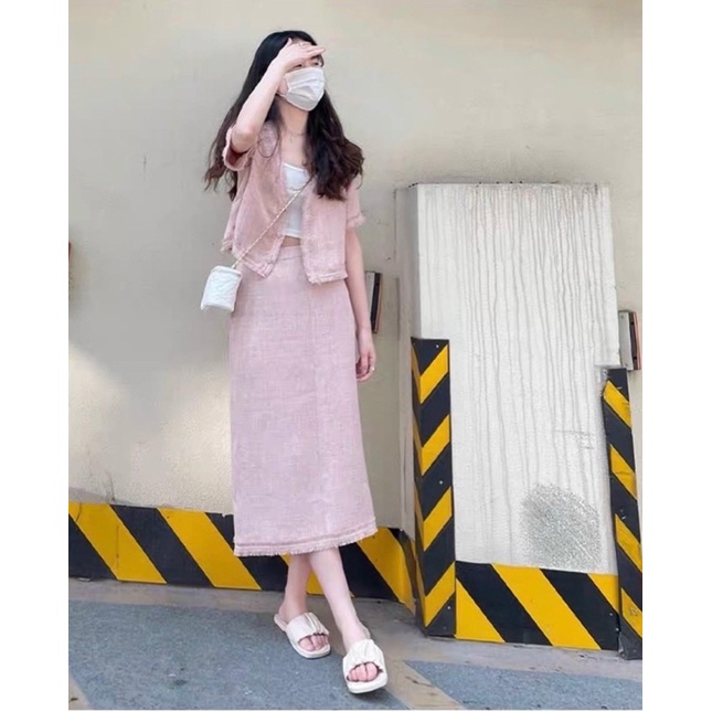 Set áo váy hồng 3 món NỮ TÍNH - Shop Trang Quãng Châu