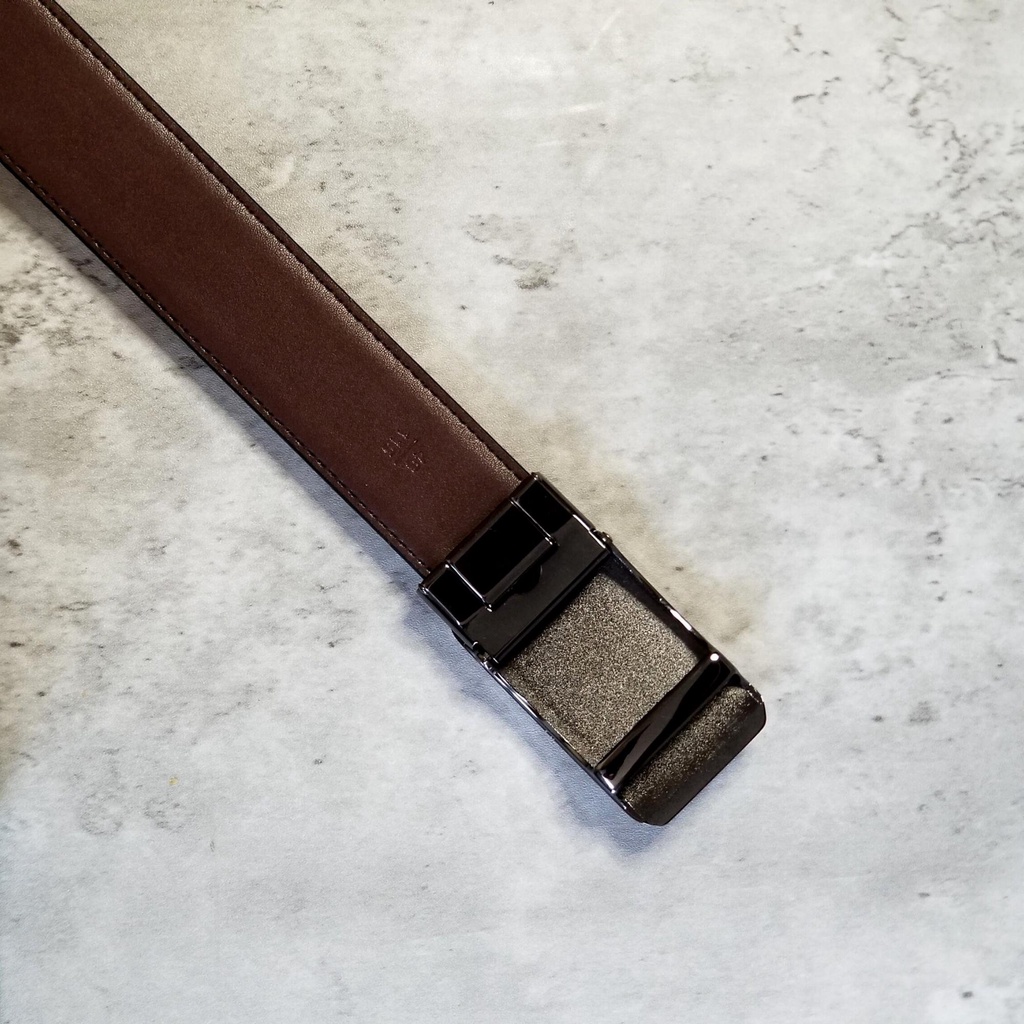 Thắt lưng da nam da bò thật mặt khóa trượt kim loại không rỉ