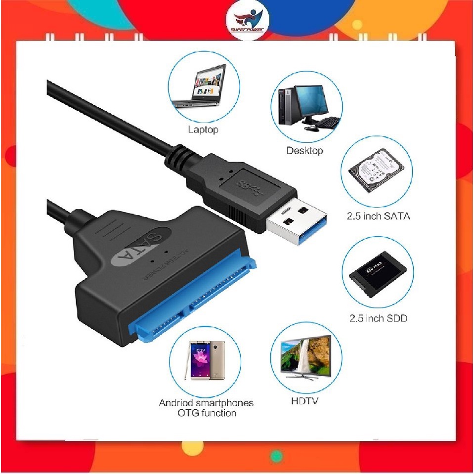 DÂY CÁP TÍN HIỆU CHUYỂN ĐỔI USB 3.0 + TYPE-C RA CỔNG SATA 22PIN 2.5 YR USB-95