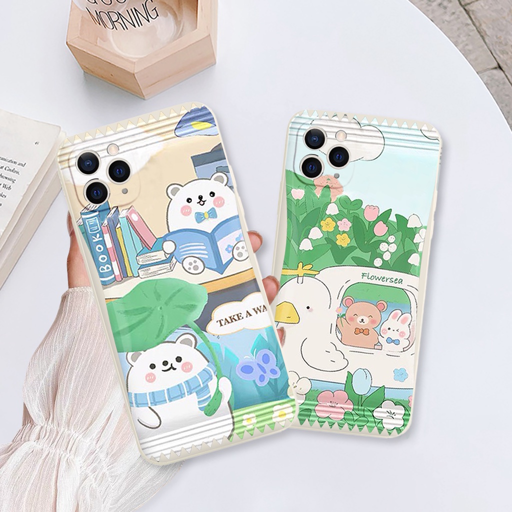 Ốp lưng iphone vỏ kẹo bóng gấu đi chơi vuông bảo vệ cam 6/6splus/7/7plus/8/8plus/x/xr/xs/11/12/13/14/pro/max/plus/promax