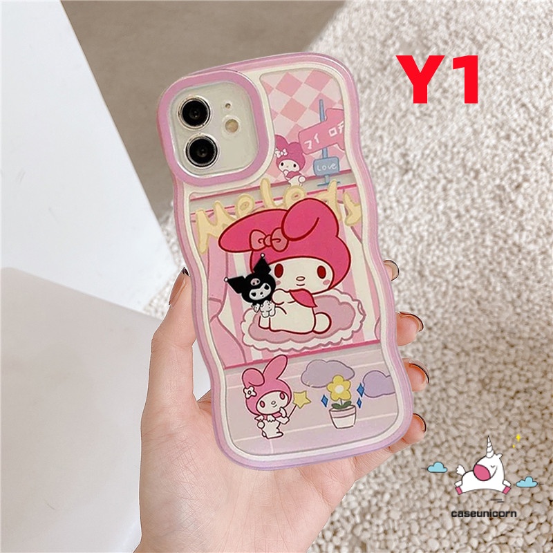 Ốp Điện Thoại Họa Tiết Kuromi Melody Viền Lượn Sóng Cho IPhone 11 14 12 13 Pro MAX XR X XS MAX 6 6s 7 8 14 Plus SE 2020