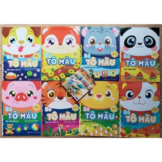 Set 8 quyển tô màu tặng kèm hộp sáp màu