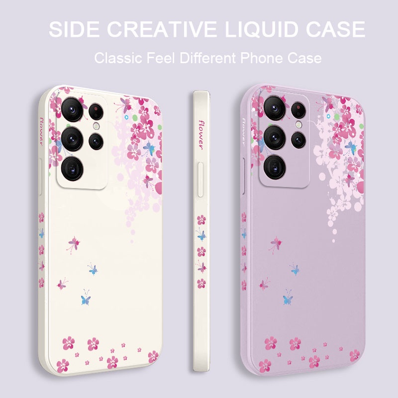 Bao Da Điện Thoại Họa Tiết Hoa Sáng Tạo Cho samsung galaxy s23 s22 fe ultra plus Ốp