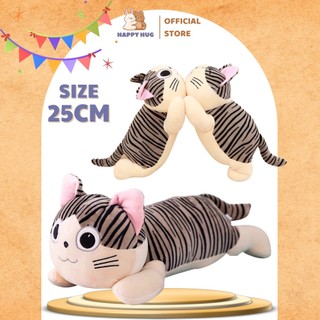Thú bông mèo vằn nằm đáng yêu cho bé, gấu bông bé gái yêu thích size 25cm - Happy Hug