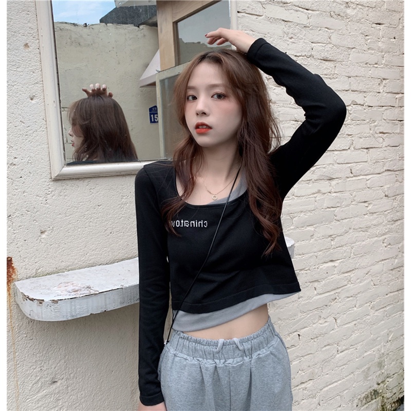 NRVP Áo Thun Nữ Dài Tay Dáng Rộng In Hình Phong Cách Hàn Quốc Kiểu Mới