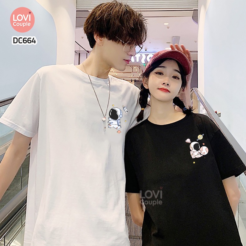 Áo Thun Đôi Unisex Tay Ngắn Couple Phi Hành Gia DC664