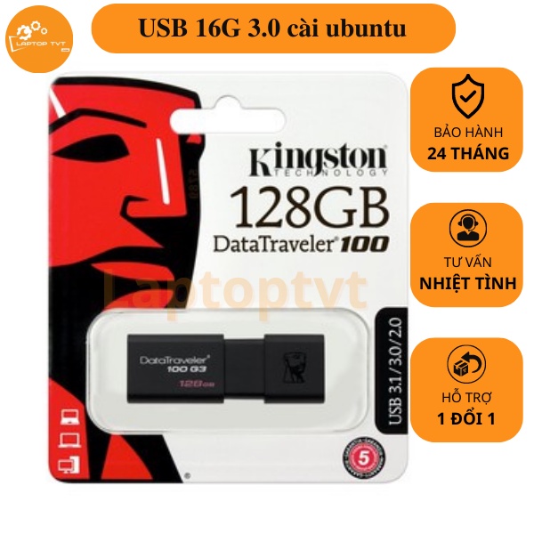 USB 3.0 Kingston DT100G3 128GB LAPTOPTVT tốc độ upto 130MB/s- DataTraveler 100G3 – Chính hãng – Bảo hành 5 năm