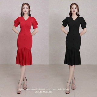 Đầm dự tiệc cổ V đuôi cá