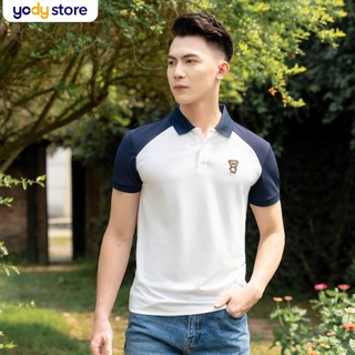 Áo Polo Nam YODY vải cotton cafe in hình gấu có thể phối combo và đôi APM5281