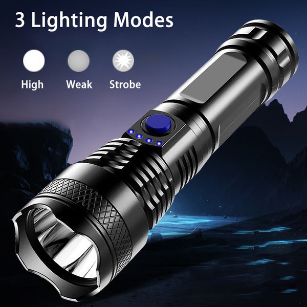 Đèn pin siêu sáng cầm tay  chiếu xa 500m, chống thấm nước pin trâu  3 chế độ sáng, đèn pin chính hãng