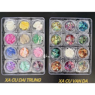Xà cừ vân gỗ 12 màu trắng trí móng tay