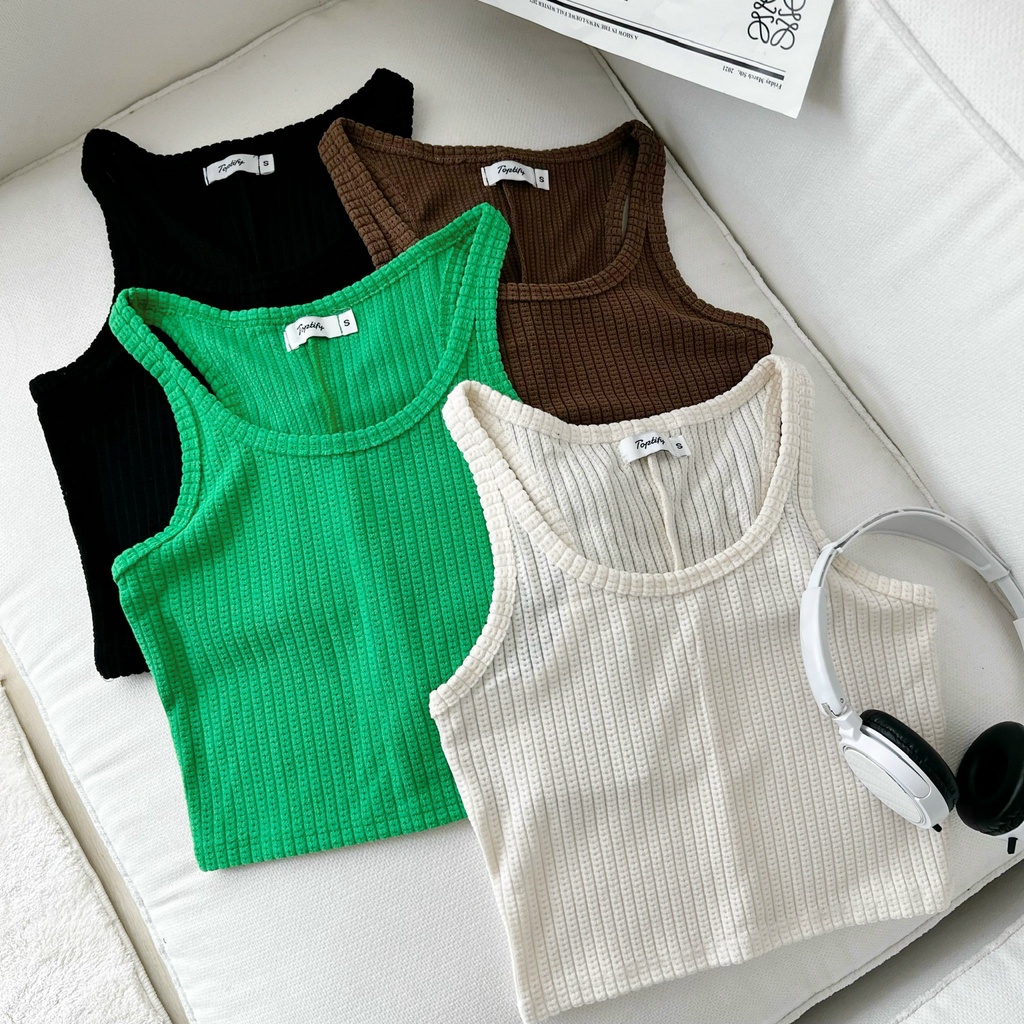 Áo ba lỗ croptop nữ TOPTIFY vải thun Cotton họa tiết Clem Top AC48