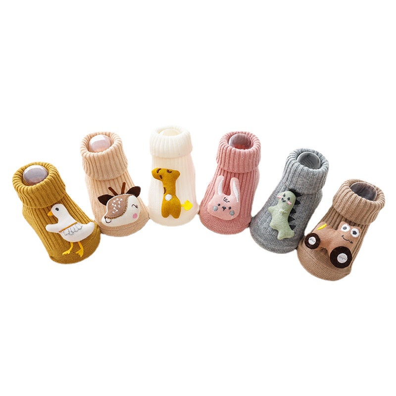 Vớ Cotton Dệt Kim Mềm Mại Chống Trượt In Họa Tiết Động Vật Hoạt Hình Cho Bé Sơ Sinh