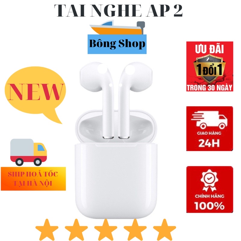 Tai Nghe Bluetooth AP 2 Mới Nguyên Sưu,Định Vị,Đổi Tên,Bảo Hành 6 Tháng (BÔNG SHOP)