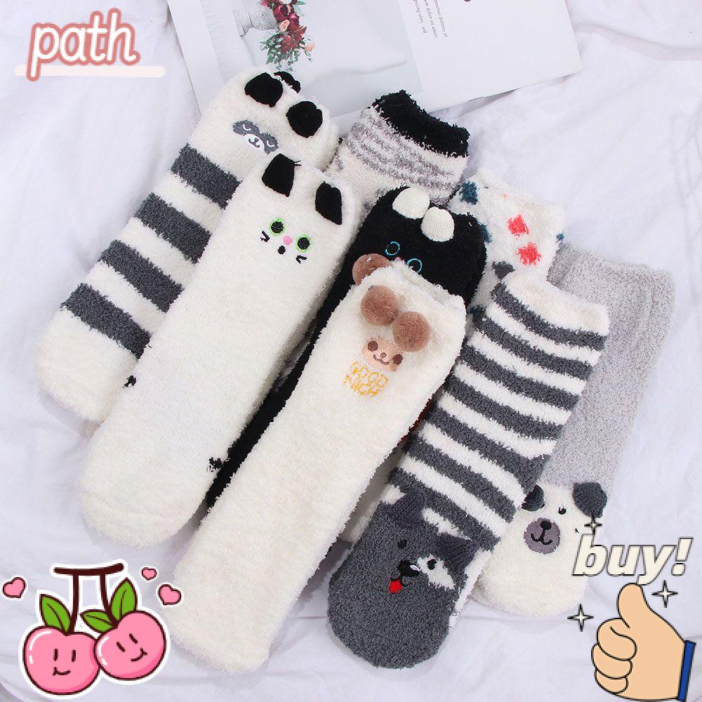 Vớ Nhung San Hô Mềm Mại Họa Tiết Động Vật Hoạt Hình Dễ Thương