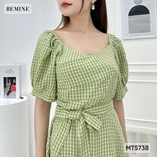 Đầm cổ đắp chéo eo thắt dây BEMINE MT5738