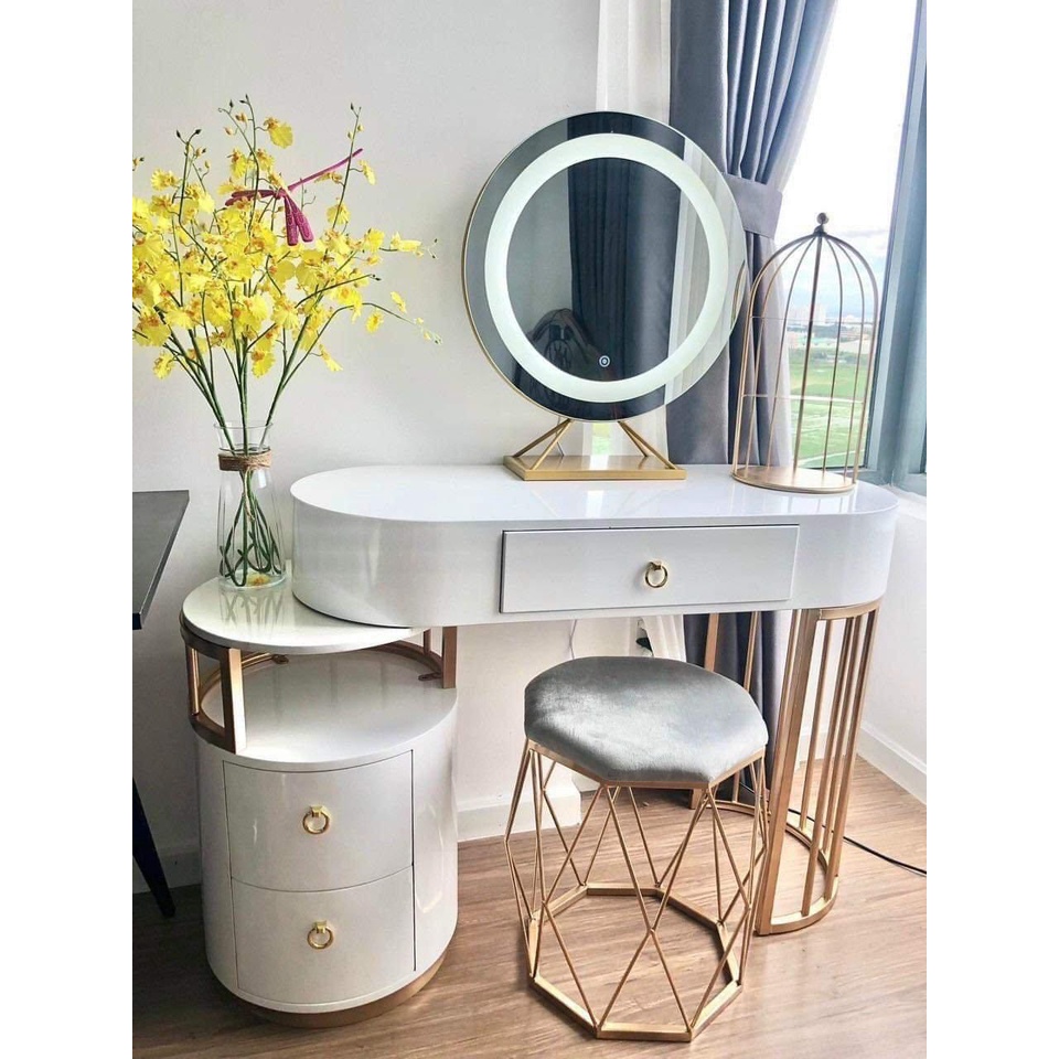 Bàn phấn trang điểm ⚡ HÀNG CAO CẤP ⚡ Bàn trang điểm phong cách Châu Âu, gương led cảm ứng