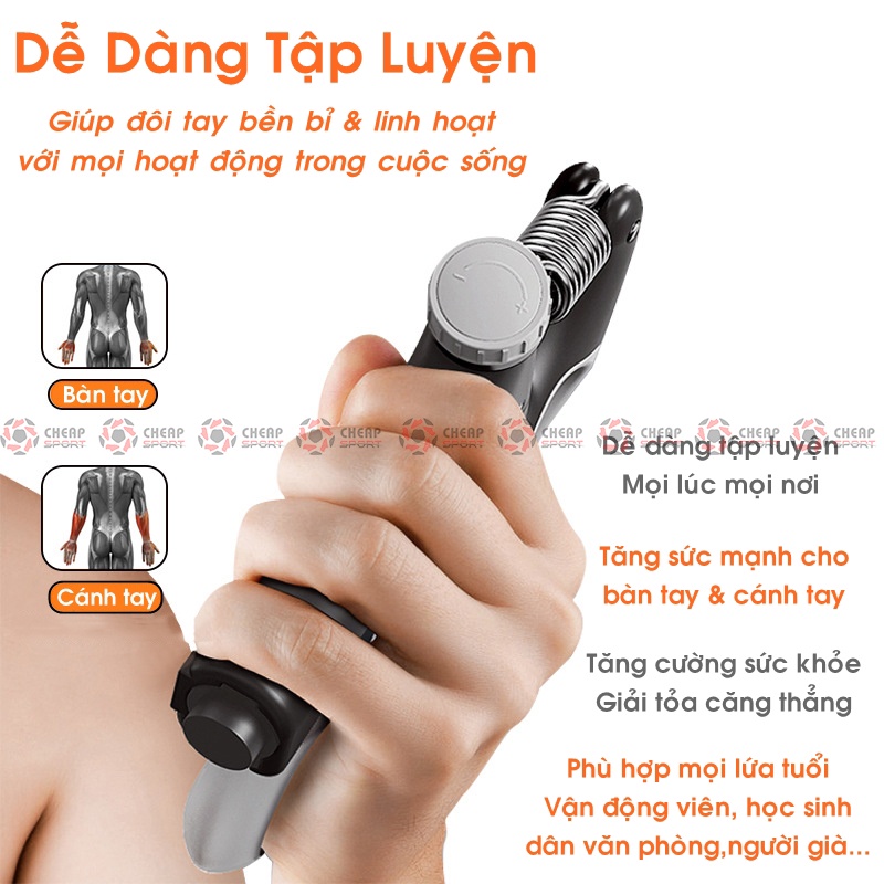 Kìm Bóp Tay, Kìm Tập Cơ Tay, Dụng Cụ Tập Gym Tại Nhà Điều Chỉnh Lực Có Đếm 05 - 100 kg Có Đồng Hồ Đếm Số Điện Tử