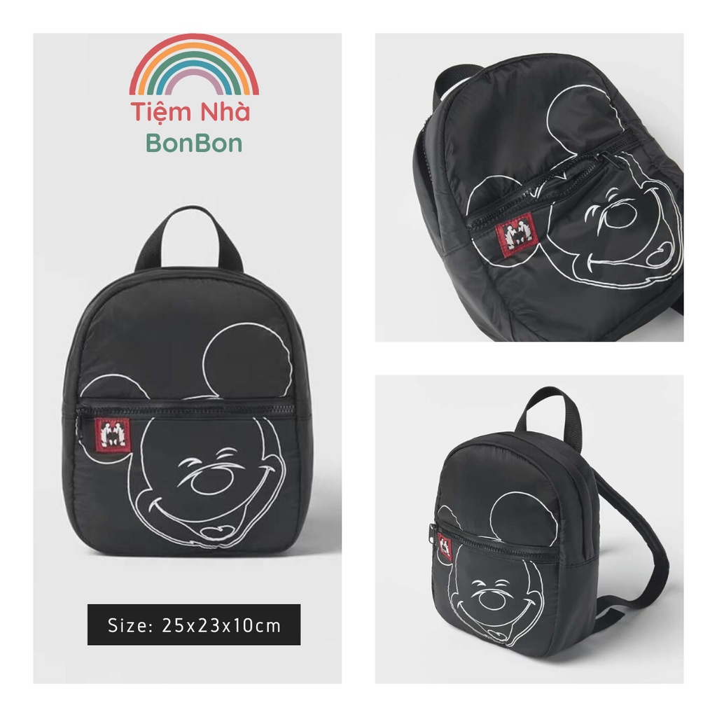 Balo Mickey Đen. Balo Zara Hàng Xuất Xịn. Balo cho bé trai bé gái đi nhà trẻ mẫu giáo
