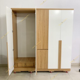 Tủ quần áo, tủ áo 5 cánh tay năm gỗ, có nhiều hôc kéo, ngăn để đồ đa năng, gỗ MDF, CPX-T18