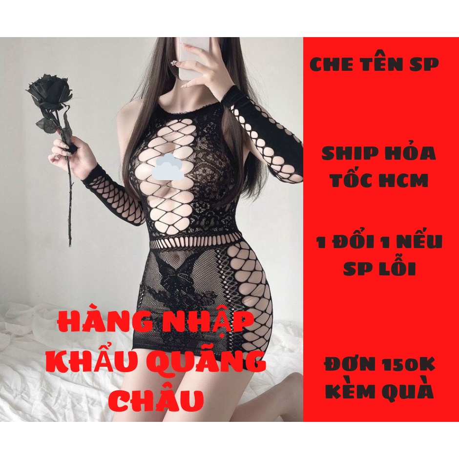 Váy ngủ lưới sexy đan dây ngực, Đầm ngủ cosplay body nữ lưới đan dây gợi cảm- Hàng Quãng Châu loại 1