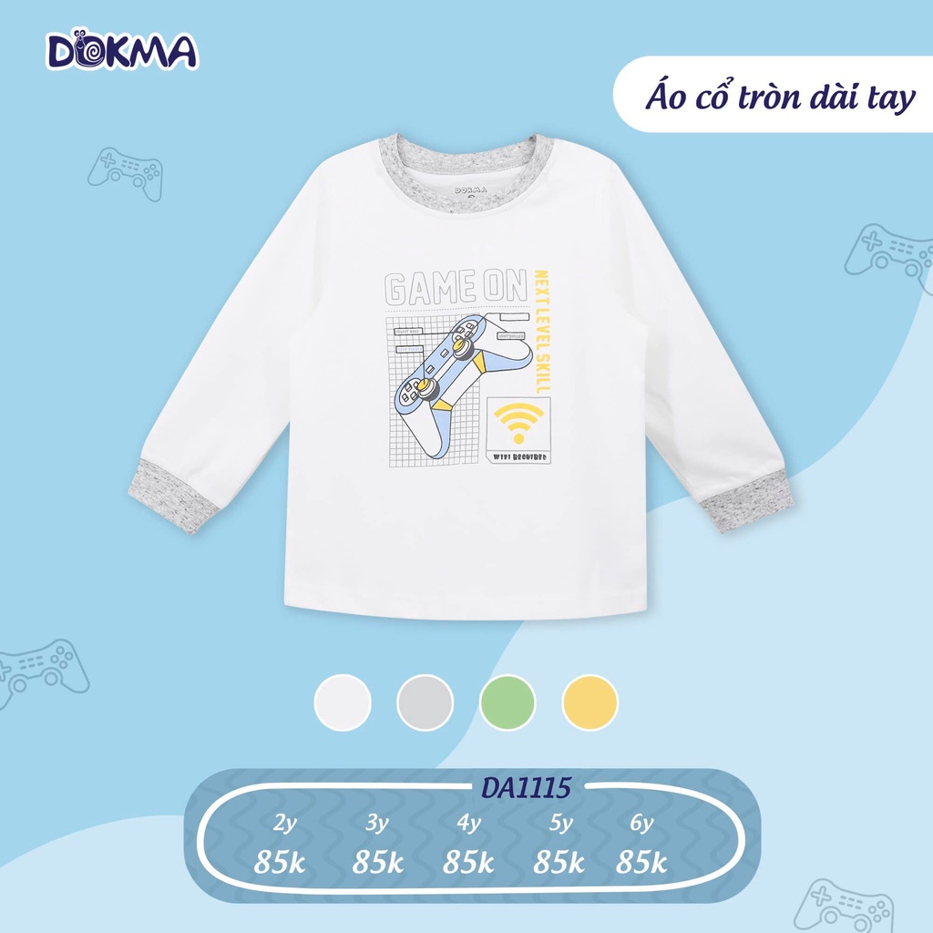 Áo dài tay cổ tròn bé Trai dokma DA1115 Size