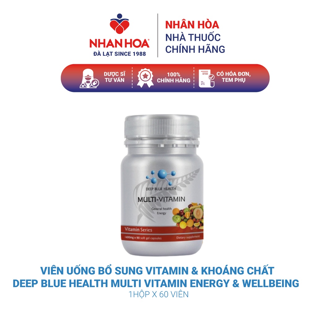 Viên uống bổ sung vitamin và khoáng chất Deep Blue Health Multi Vitamin Energy & Wellbeing hộp 60 viên