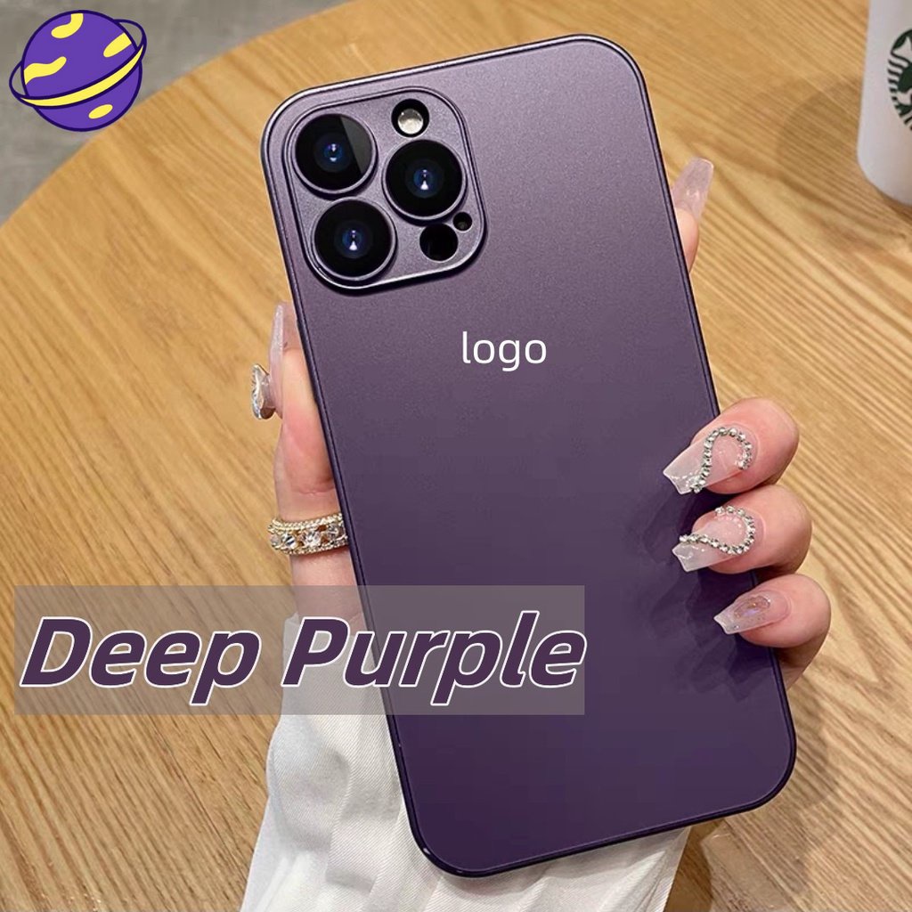 Ốp Điện Thoại Mặt Kính Nhám Chống Dấu Vân Tay Màu Tím Đậm Cho iPhone 14 14 13 12 11 Pro 14Plus