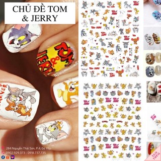 Sticker,hình dán móng tay hoạ tiết nhân vật hoạt hình Tom & Jerry trang trí móng tay nghệ thuật nail