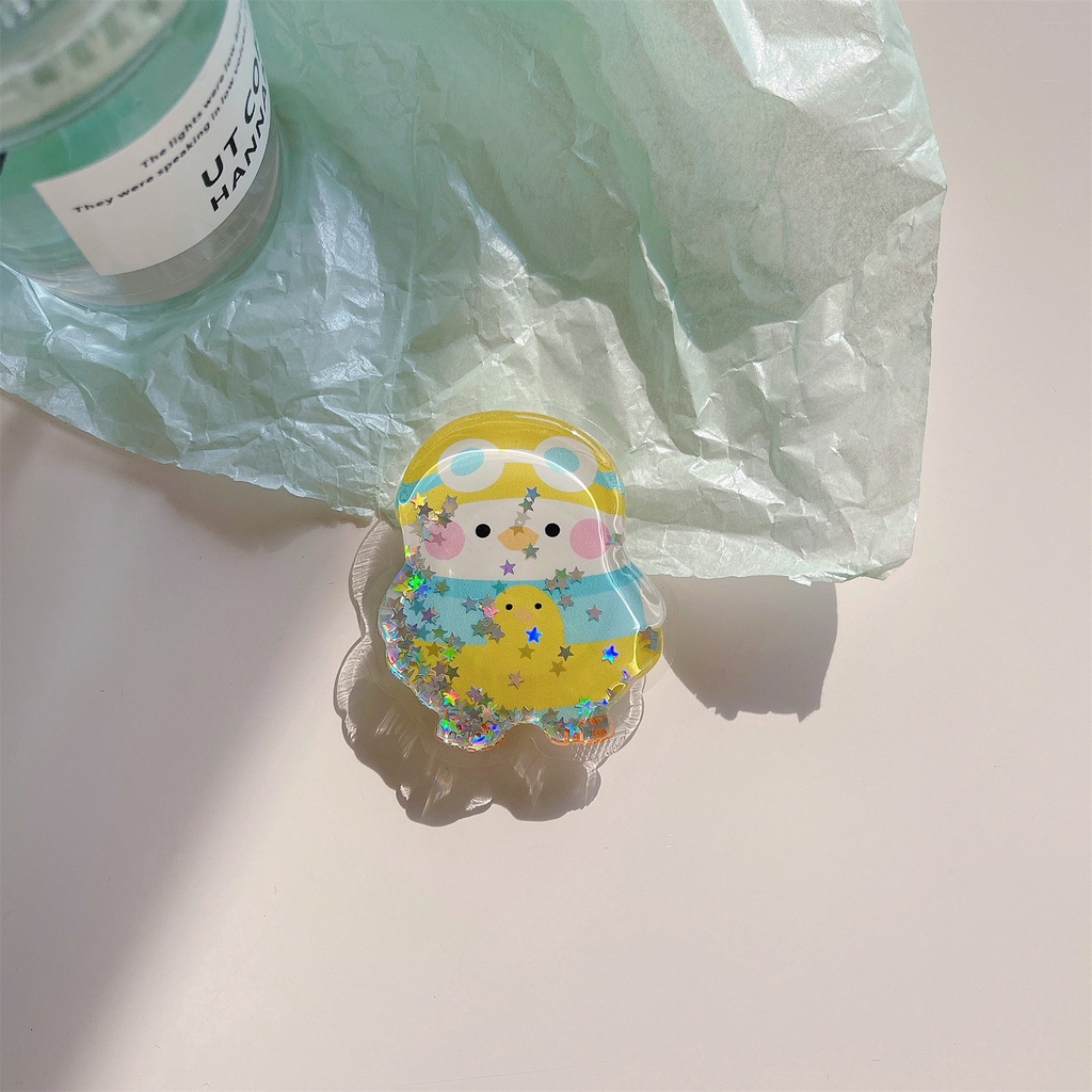 Giá Đỡ Điện Thoại Hình Chú Vịt Hoạt Hình 3D Có Túi Khí Và Dây Đeo Tiện Dụng